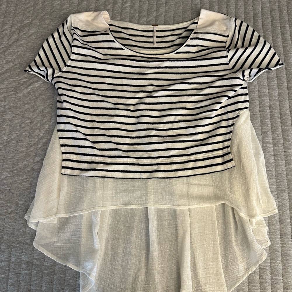 Free People Striped Blue and White Women's Top